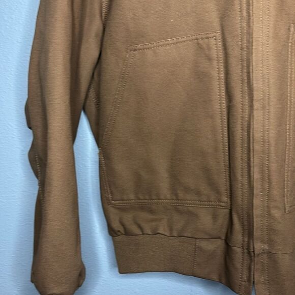 Key Saddle Brown Insulated Duck Hooded Work Jacket Full Zip Size Medium Regular - Picture 6 of 14